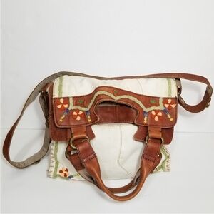 Lucky Brand | embroidered canvas foldover bag